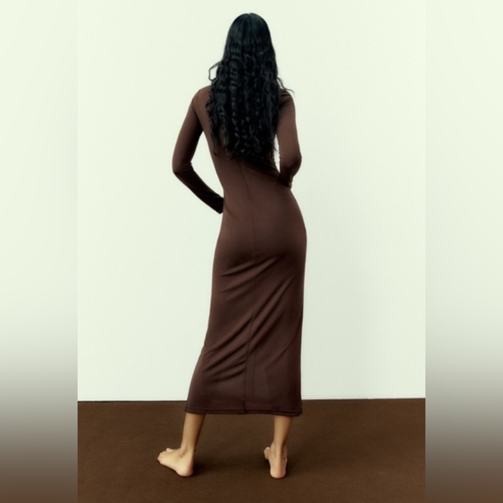 ZARA DRAPED MIDI DRESS XL - Picture 3 of 15